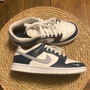 Nike Women’s Dunk Low Sail Armory White and Navy Sneakers size 6
